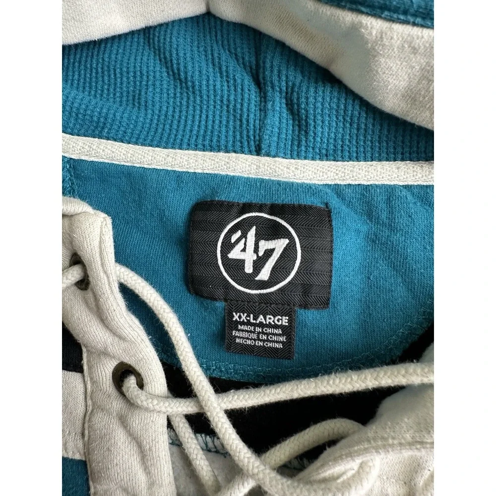 Mens 47 San Jose Sharks NHL Lace Up Hoodie Sweatshirt Teal, Size 2XL